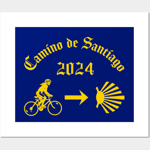 Camino de Santiago de Compostela Female Cyclist 2024 Wall Art by Brasilia Catholic